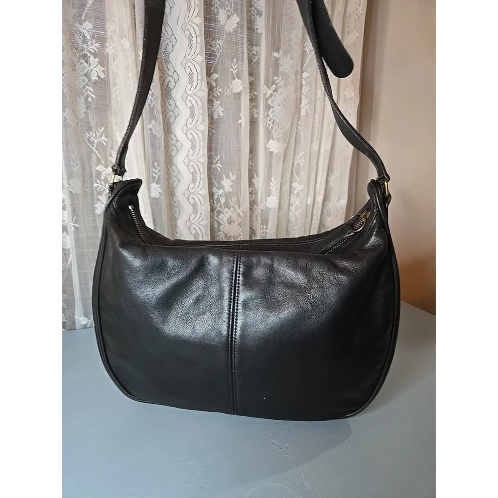 Vintage Coach Black Crossbody Pre94 4017 Light Hobo Leather Bag Large Zip (s2)